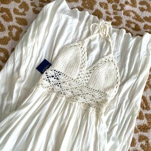 White Crochet top maxi dress